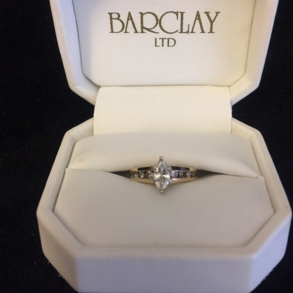 14k Y Gold Marquise Diamond Engagement Ring 5/8 Ct